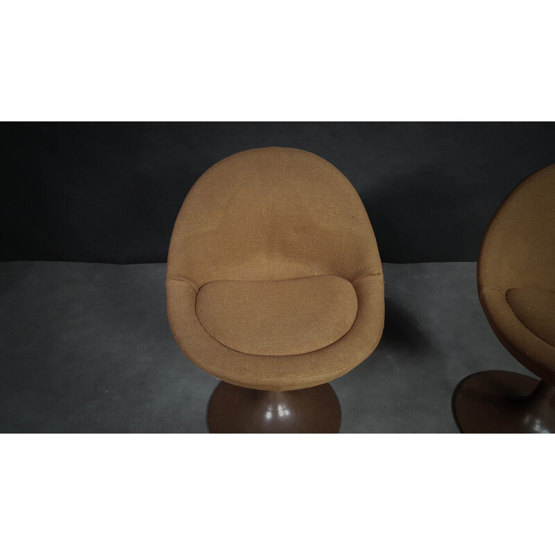 Pair of brown scandinavian armchairs by B. Johanson - 1960s