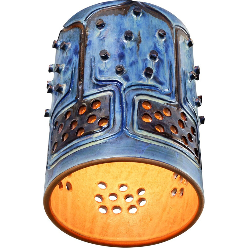Blue Ceramic pendant by Jette Hellerøe for Axella Denmark - 1960s