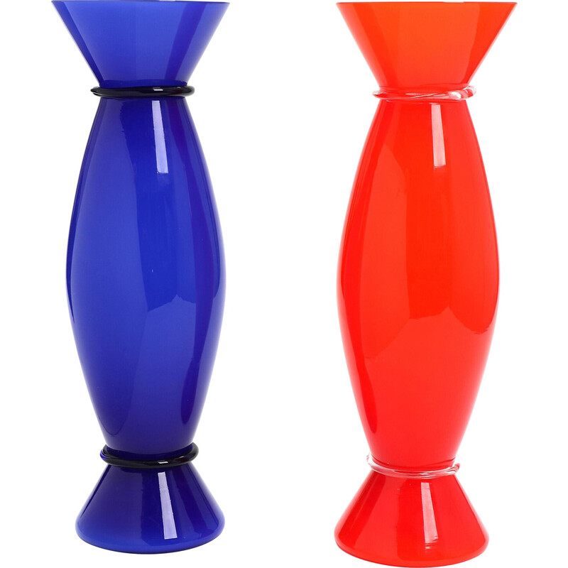 Pair of vintage Murano glass vases by Alessandro Mendini for Venini