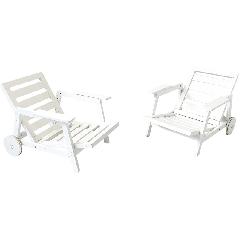 Pair of vintage Florida garden armchairs by Carlo Hauner for Fratelli Reguitti, 1960