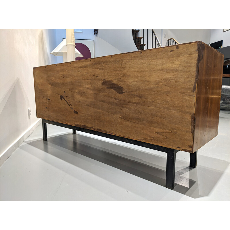 Vintage cansado sideboard in mahogany and metal by Charlotte Perriand, 1954