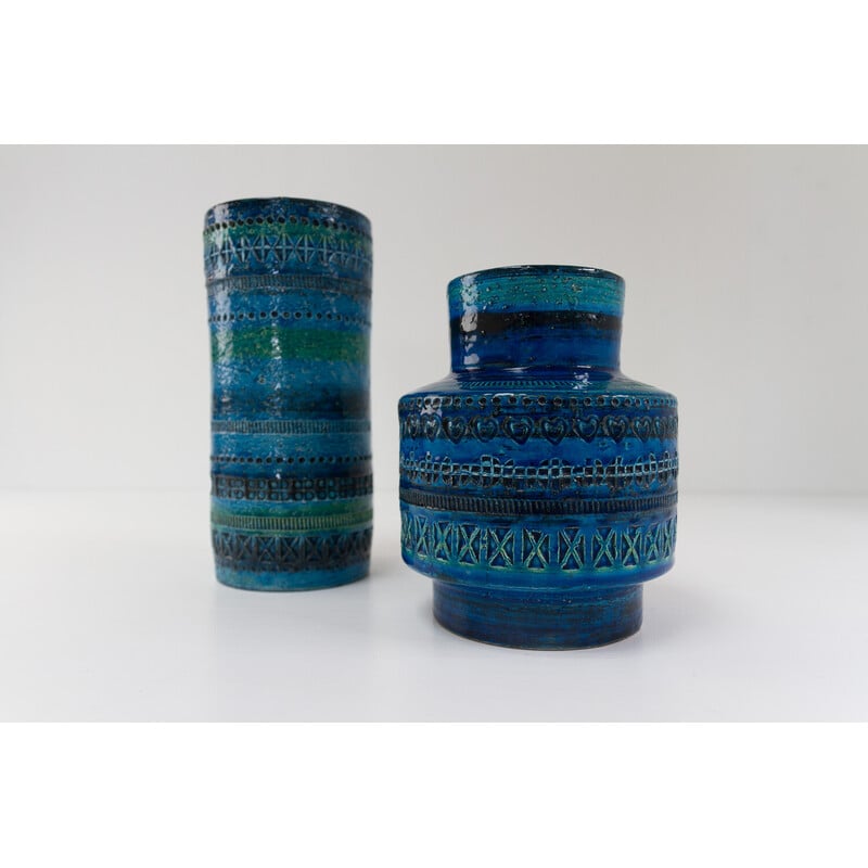 Pair of vintage ceramic vases by Aldo Londi for Bitossi, Italy 1960
