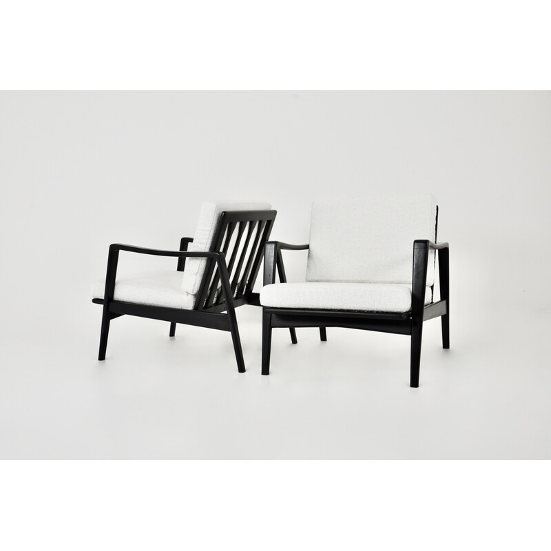 Pair of vintage wooden armchairs by Arne Wahl Iversen for Komfort, 1950
