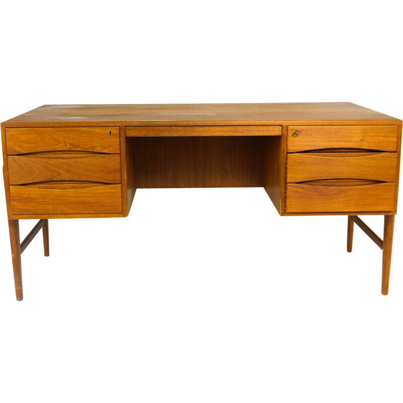 Danish Modern Desk with 6 drawers - 1960s