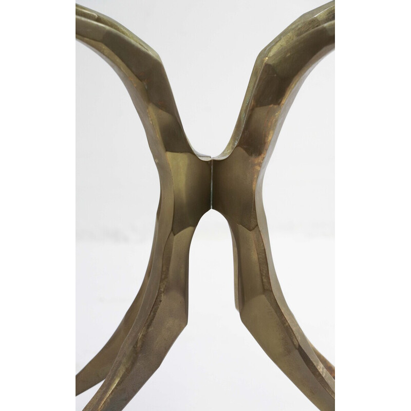 Pareja de mesas de centro vintage "Hippocampus" en bronce de Willy Daro, 1970