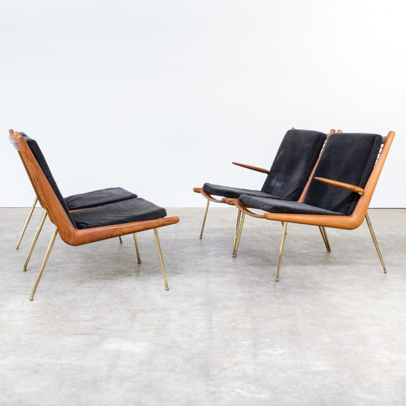 Lot de 4 fauteuils Boomerang FD135 Peter Hvidt et Orla Molgaard - 1960