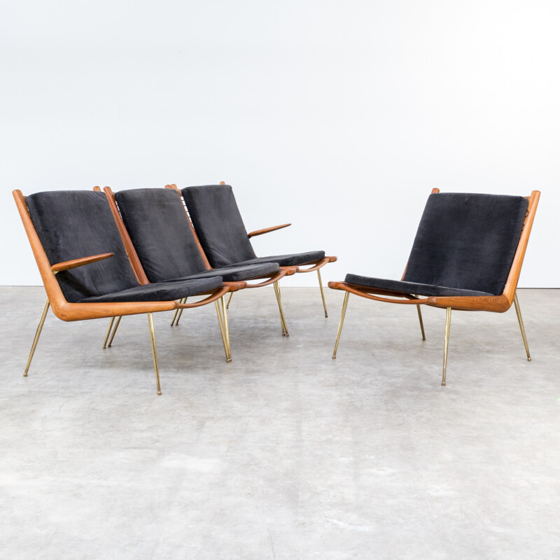 Lot de 4 fauteuils Boomerang FD135 Peter Hvidt et Orla Molgaard - 1960