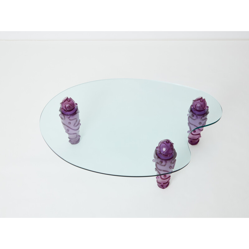 Vintage purple resin glass coffee table by Elizabeth Garouste and Mattia Bonetti, 1990