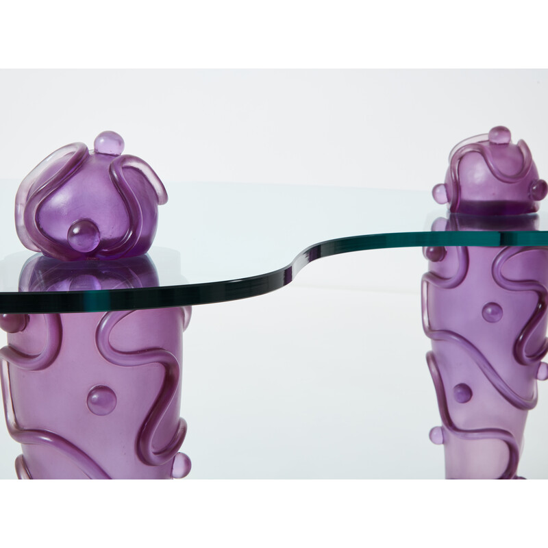 Vintage purple resin glass coffee table by Elizabeth Garouste and Mattia Bonetti, 1990