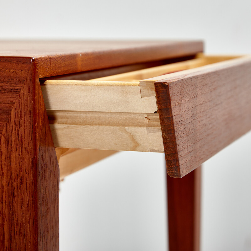 Vintage teak and wicker sewing table by Severin Hansen and produced by Haslev Møbelfabrik, Denmark 1960