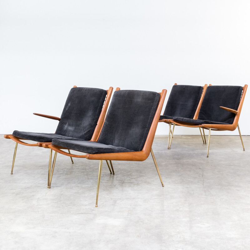 Set of 4 Peter Hvidt and Orla Molgaard 'Boomerang' FD135 chairs - 1960s