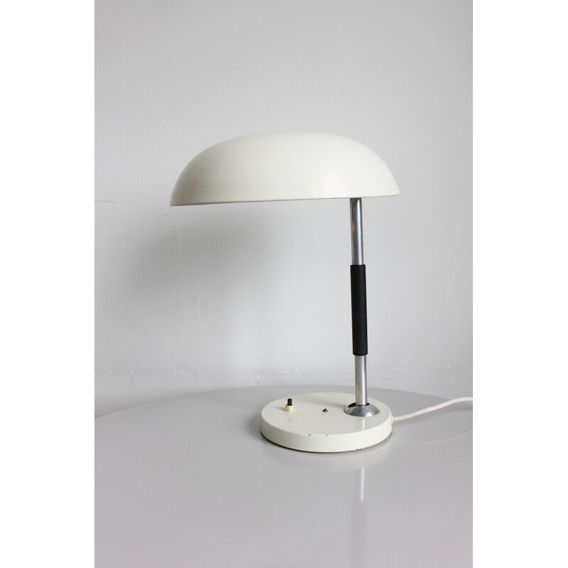 Vintage Bauhaus desk lamp in metal and wood by Karl Trabert for Bünte and Remmler, 1930