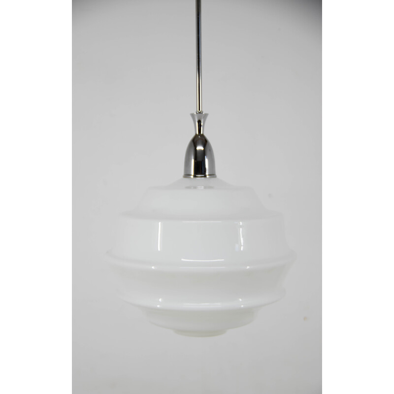 Vintage Art Deco glass pendant lamp, Czechoslovakia 1950