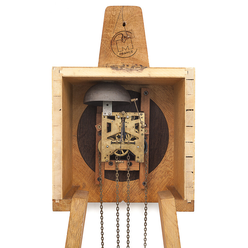 Horloge squelette vintage "Adrien" en chêne par Guillerme et Chambron