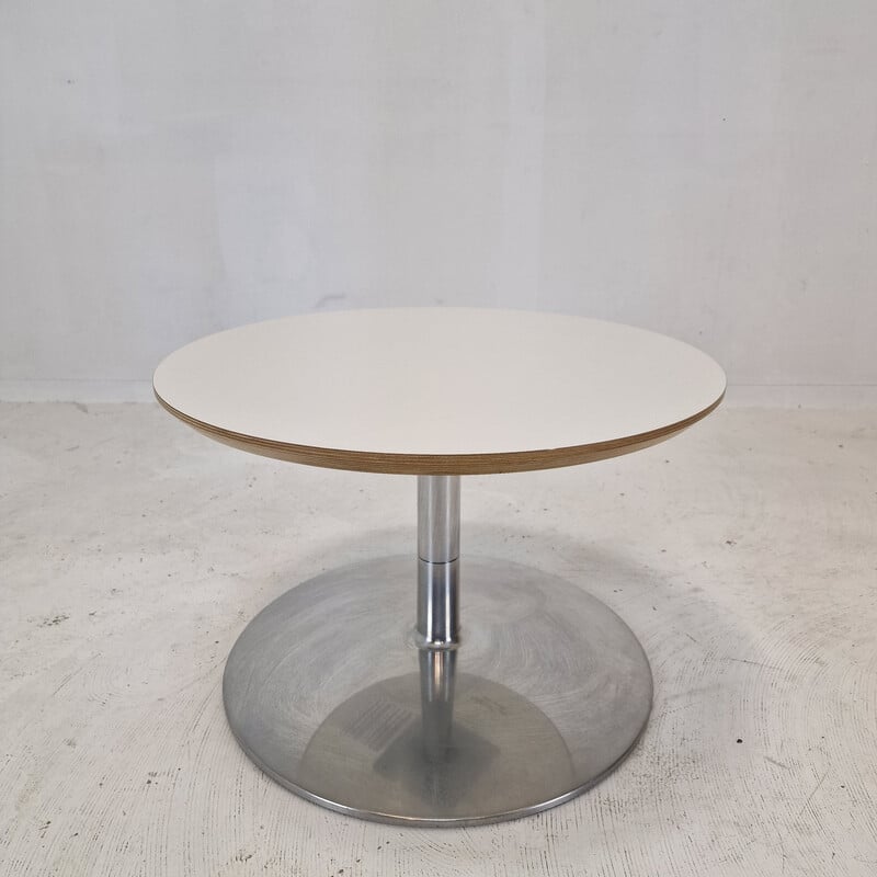 Vintage round coffee table in wood and aluminum by Geoffrey Harcourt for Artifort, 1960