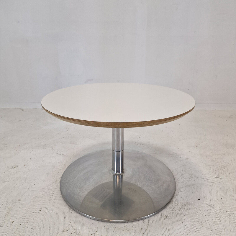 Vintage round coffee table in wood and aluminum by Geoffrey Harcourt for Artifort, 1960