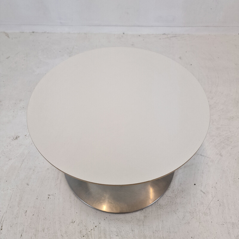 Vintage round coffee table in wood and aluminum by Geoffrey Harcourt for Artifort, 1960