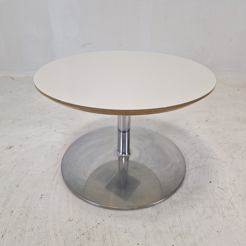 Vintage round coffee table in wood and aluminum by Geoffrey Harcourt for Artifort, 1960