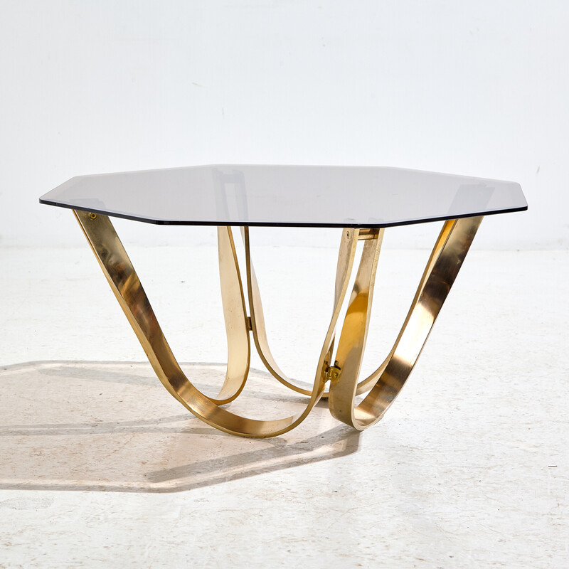 Vintage brass and glass coffee table by Roger Sprunger for Dunbar, 1970