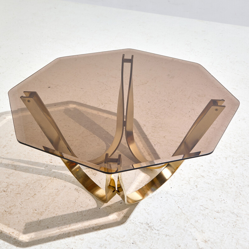 Vintage brass and glass coffee table by Roger Sprunger for Dunbar, 1970