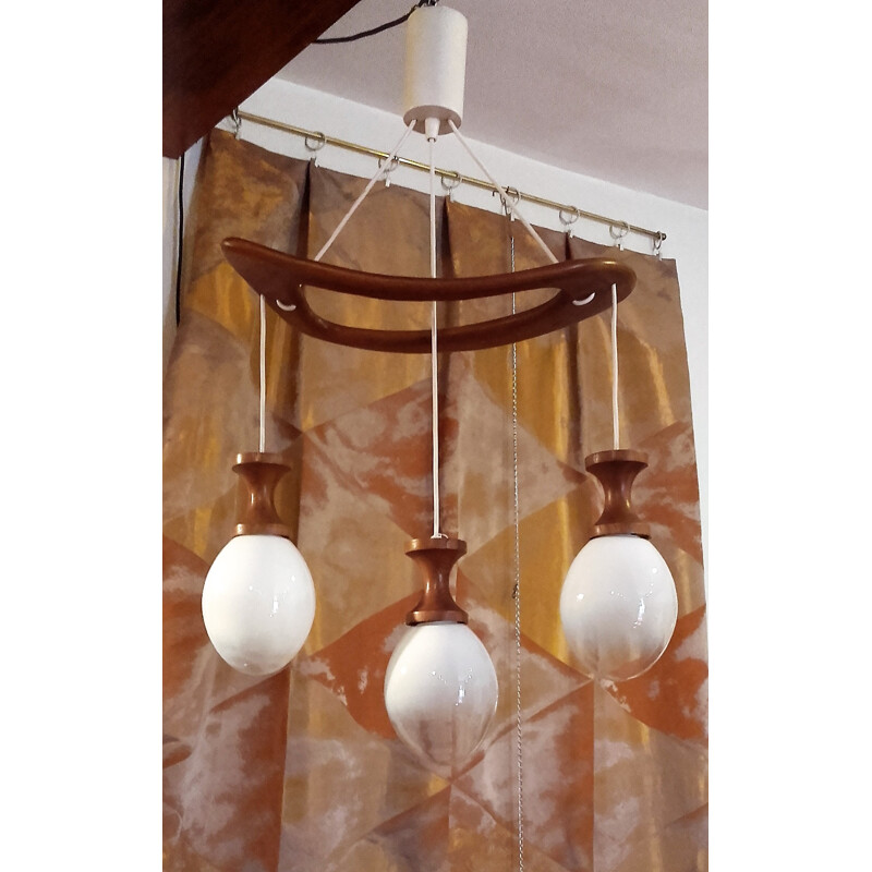 Vintage three lights pendant lamp - 1960s