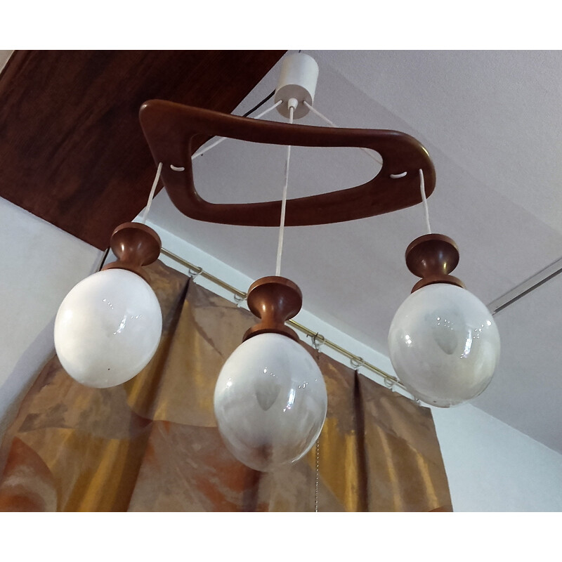 Vintage three lights pendant lamp - 1960s