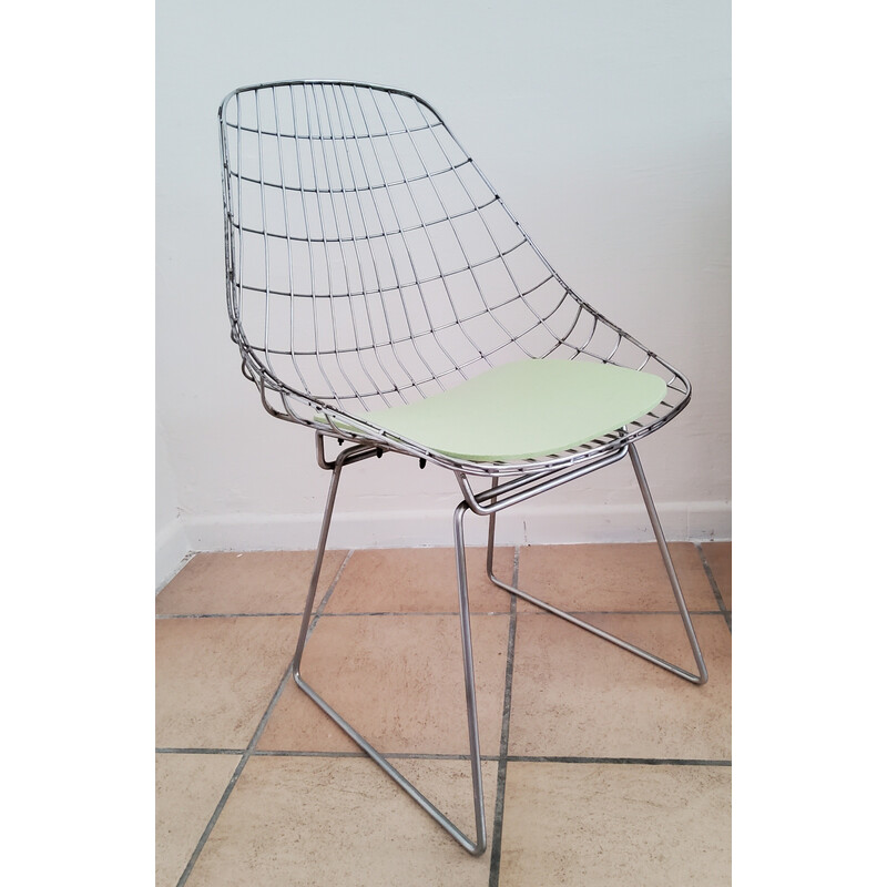 Pair of vintage Sm05 wire chairs by Cees Braakman and A. Dekker for Pastoe, 1950