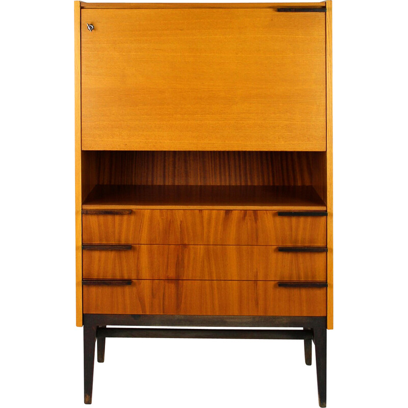 Vintage secretary in ash and mahogany for Up Zavody, Czechoslovakia 1970