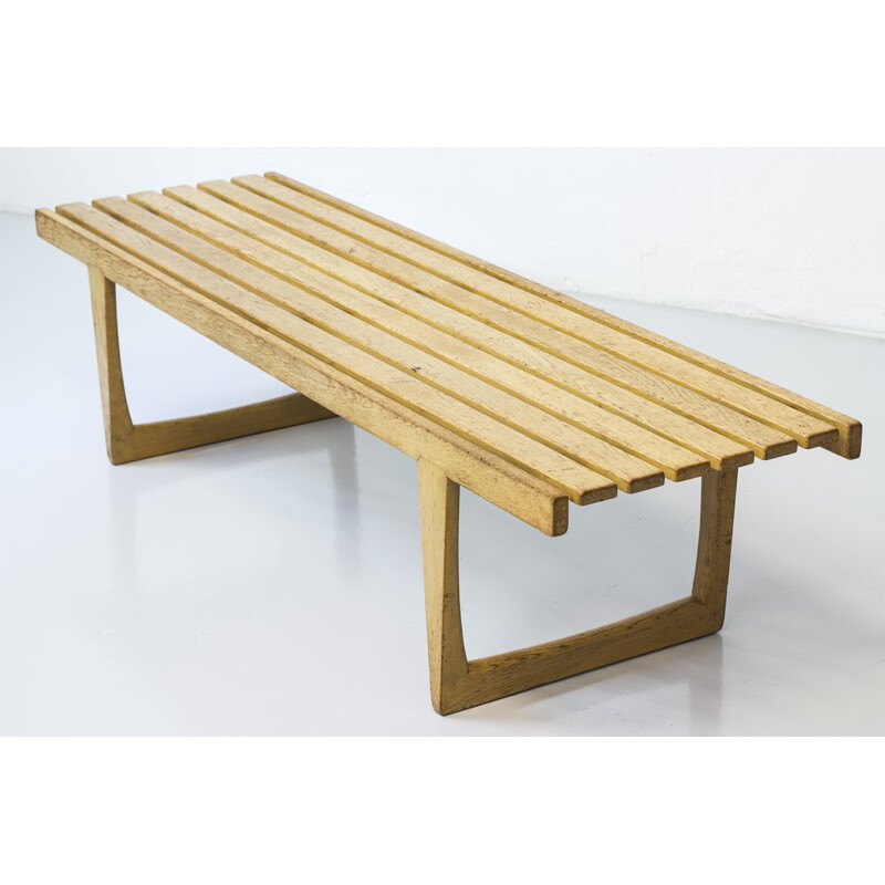 Vintage danish solid oakwood bench - 1960s