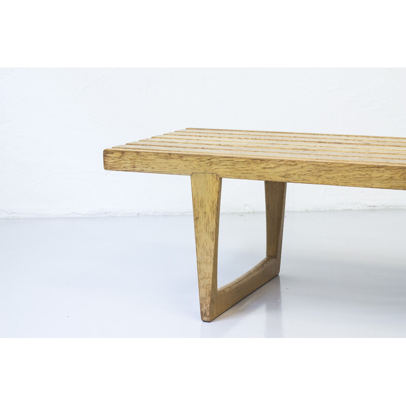 Vintage danish solid oakwood bench - 1960s