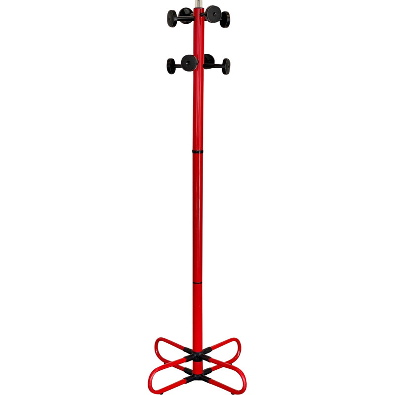 Vintage coat rack in red metal, 1980