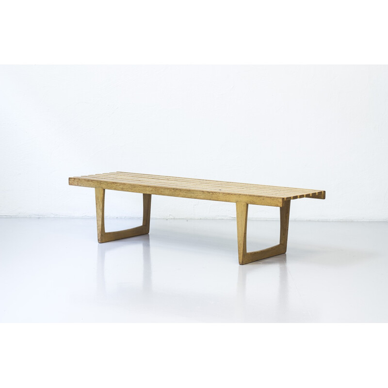 Vintage danish solid oakwood bench - 1960s