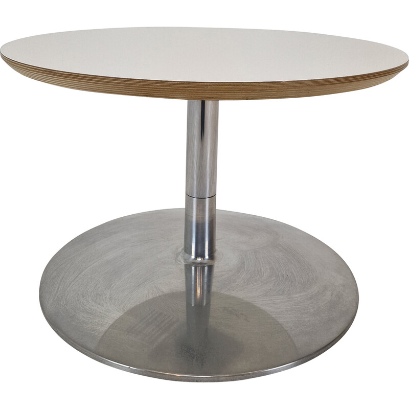 Vintage round coffee table in wood and aluminum by Geoffrey Harcourt for Artifort, 1960