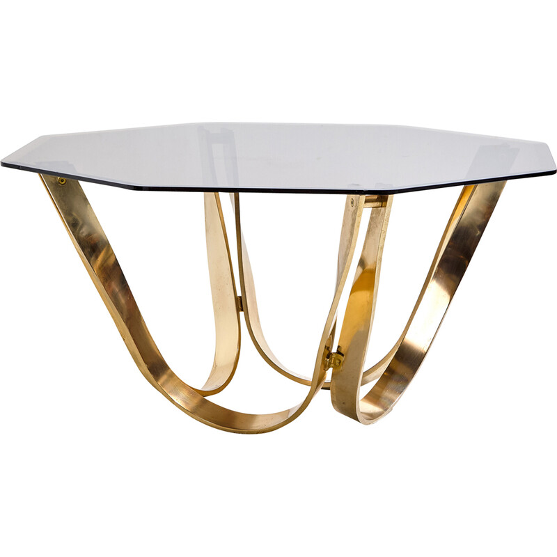 Vintage brass and glass coffee table by Roger Sprunger for Dunbar, 1970