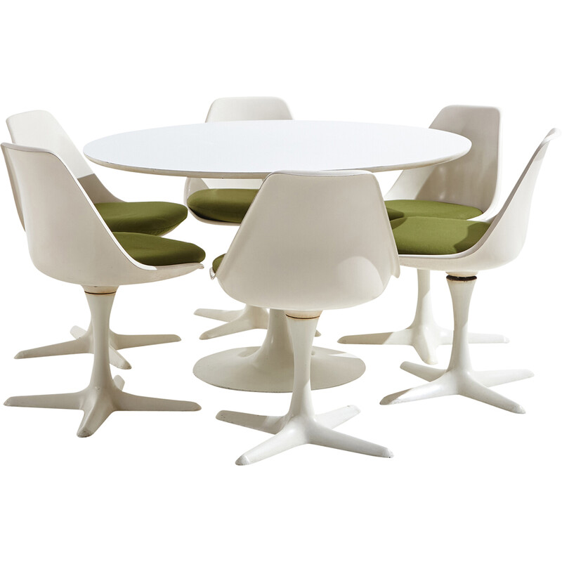 Vintage Space Age dining set in metal and plastic by Maurice Burke for Arkana, 1960
