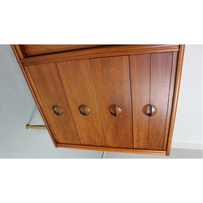 Vintage walnut and brass sideboard by William Watting, Denmark 1955