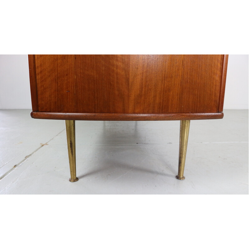 Vintage walnut and brass sideboard by William Watting, Denmark 1955