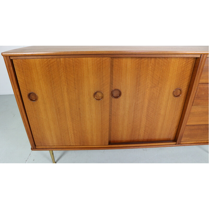 Buffet vintage en noyer et laiton de William Watting, Danemark 1955