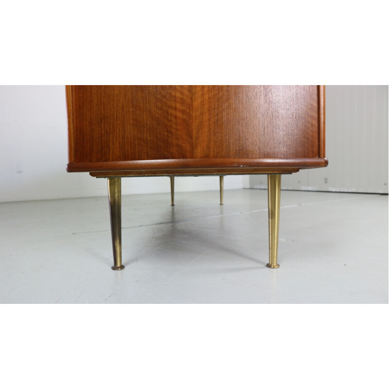 Buffet vintage en noyer et laiton de William Watting, Danemark 1955