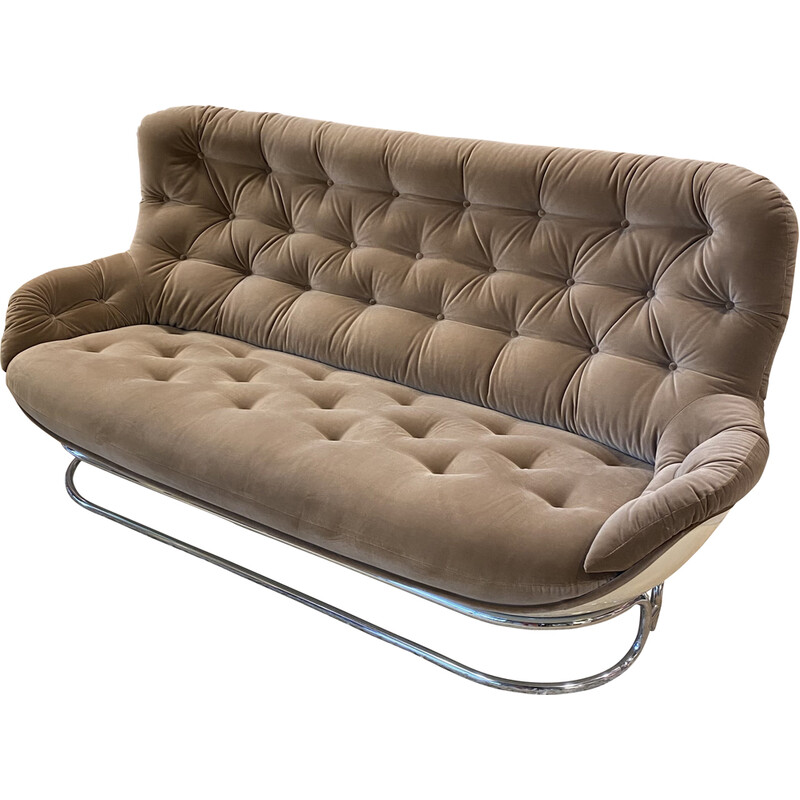Vintage Airborne sofa in chrome-plated metal, 1970