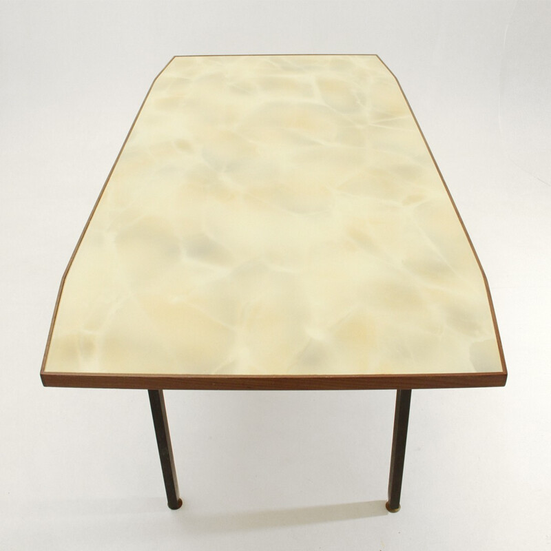 Italian dining table in metal with yellow glass top - 1960s