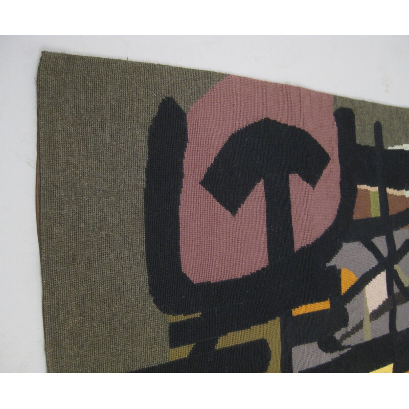 Wall carpet in wool with several colours - 1950s