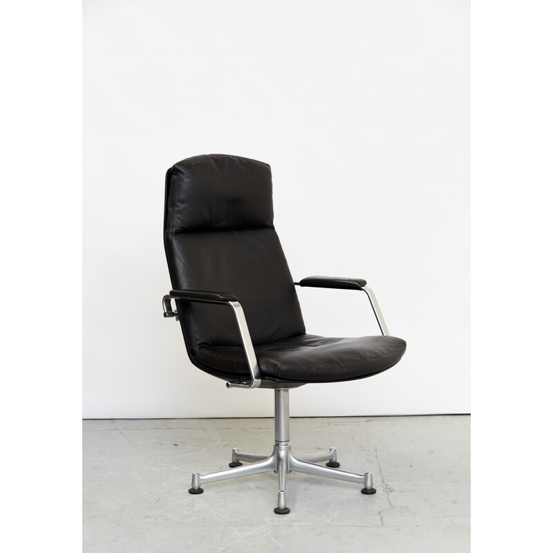 Vintage Fk86 office armchairs in steel and leather by Jørgen Kastholm and Preben Fabricius for Kill International