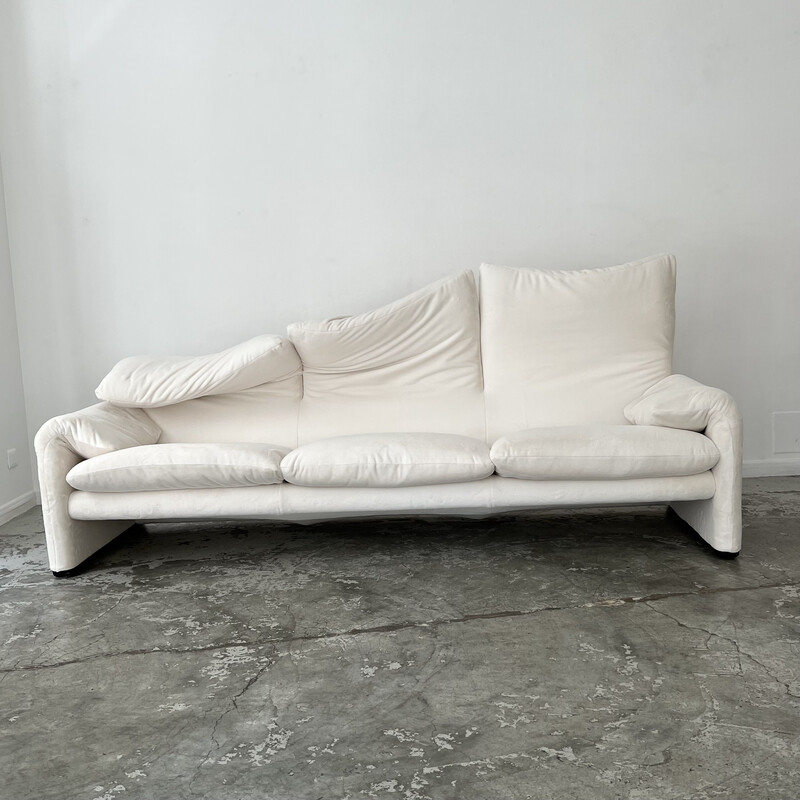 Vintage Maralunga 3 seater sofa by Vico Magistretti for Cassina, Italy 1973