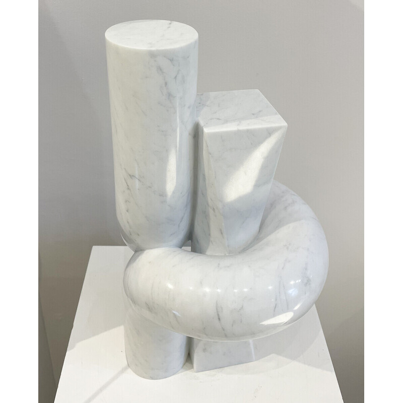 Vintage white marble sculpture by Piet Van Loocke, Belgium