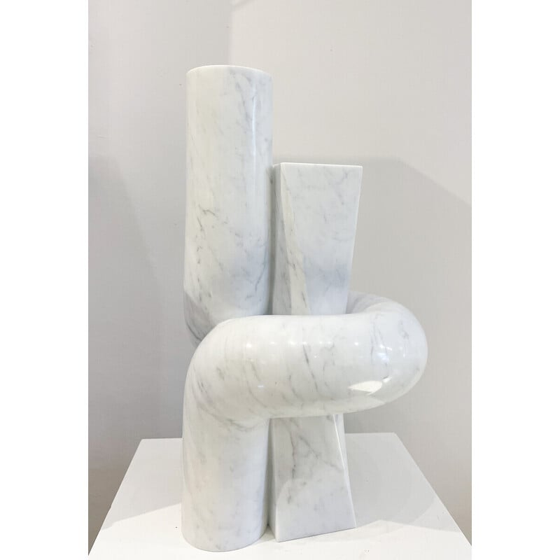 Sculpture vintage en marbre blanc de Piet Van Loocke, Belgique