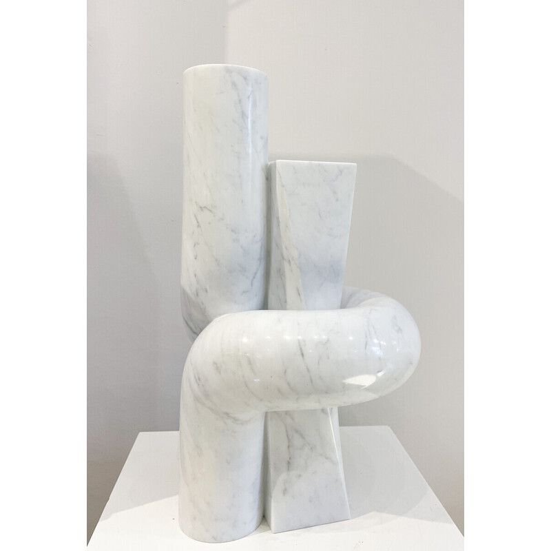 Vintage white marble sculpture by Piet Van Loocke, Belgium