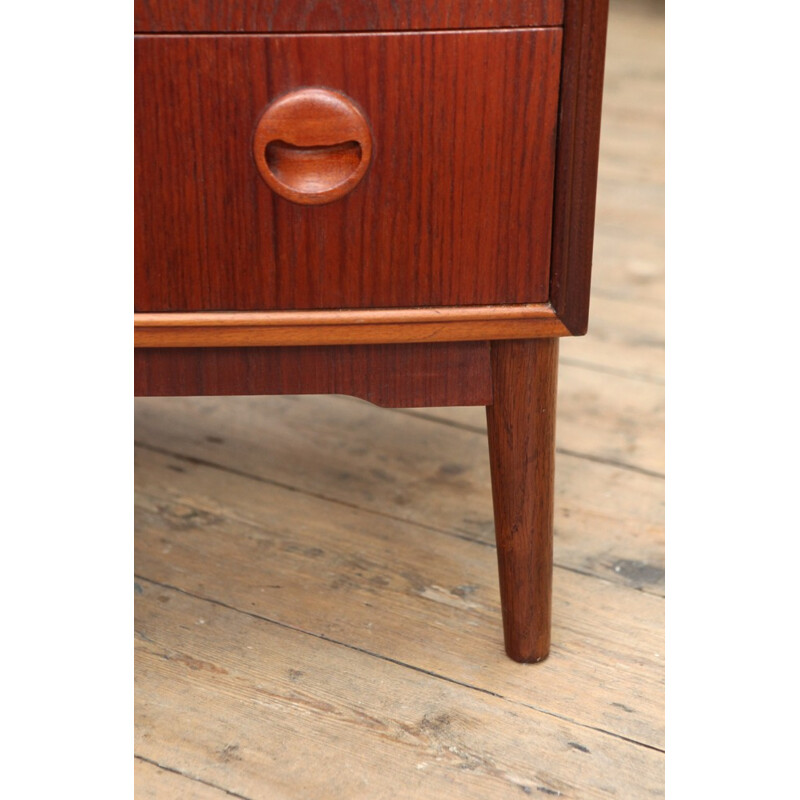 Chest of drawers in teak with 7 drawers and round handles - 1960s