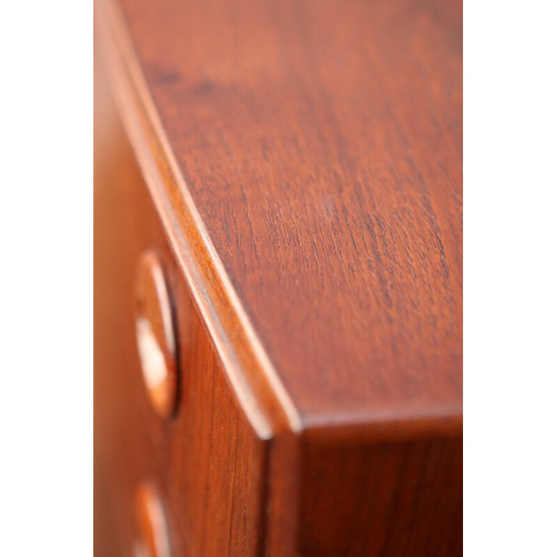 Chest of drawers in teak with 7 drawers and round handles - 1960s