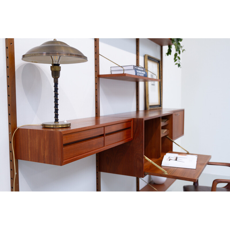 Danish vintage 3-bay modular teak wall unit by Poul Cadovius for Cado, 1960s